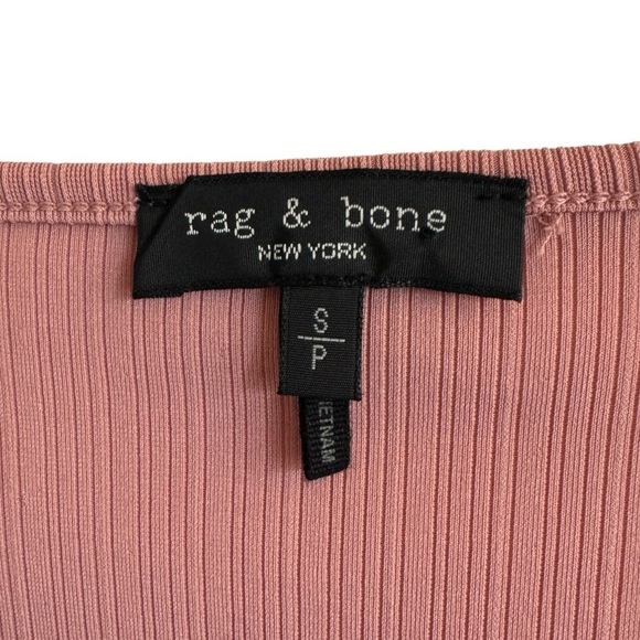 Rag & Bone Mauved Out Zoe Deep Vee Long Sleeve Tee, Size S - Picture 5 of 8